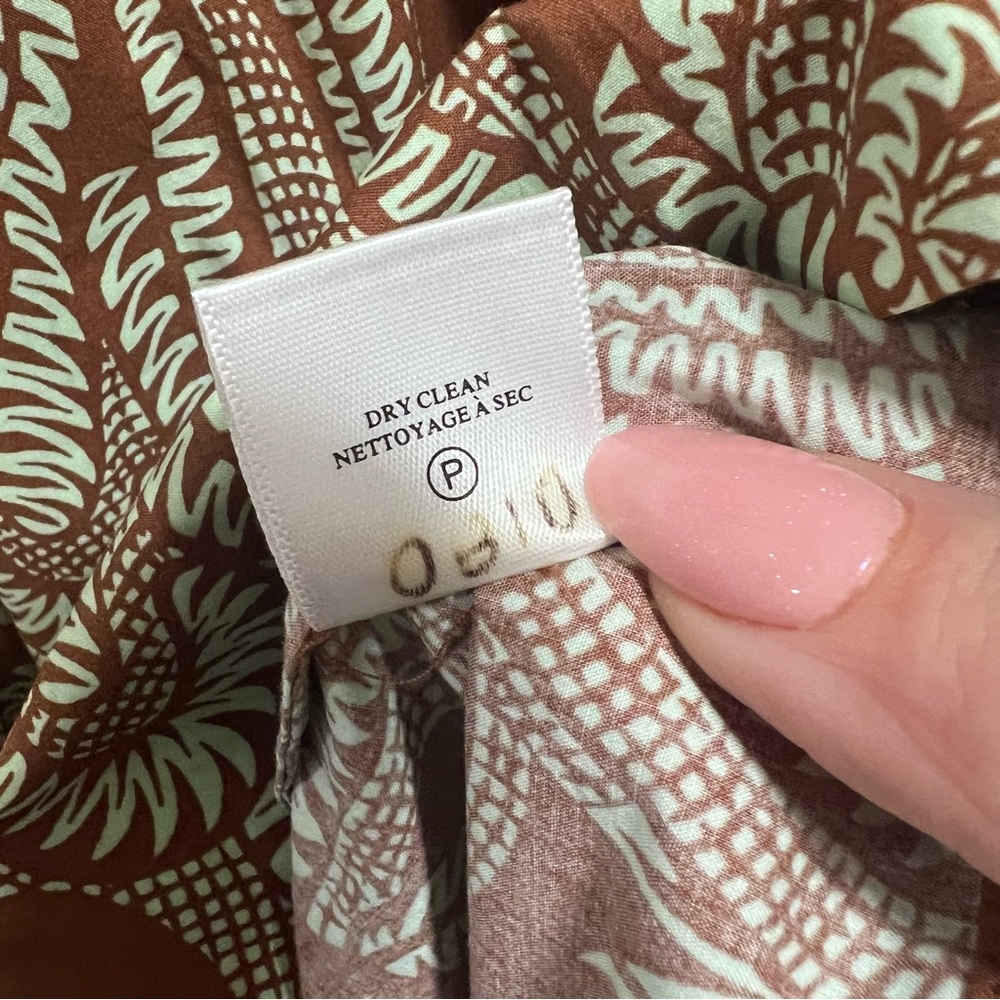 NEW NWT A.L.C. Laura Cotton Poplin Maxi Dress In Cognac & Green Ash Print - Picture 14 of 14